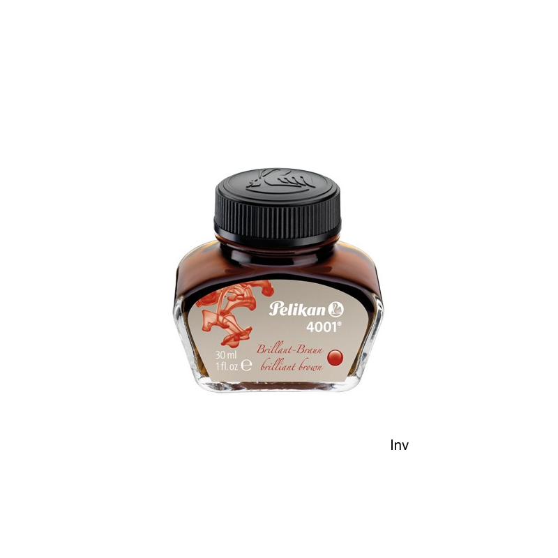 Atrament brązowy Pelikan 30ml w szklanej butelce z podstawką pod pióro