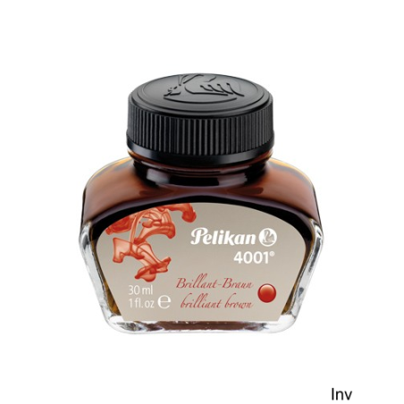 Atrament brązowy Pelikan 30ml w szklanej butelce z podstawką pod pióro