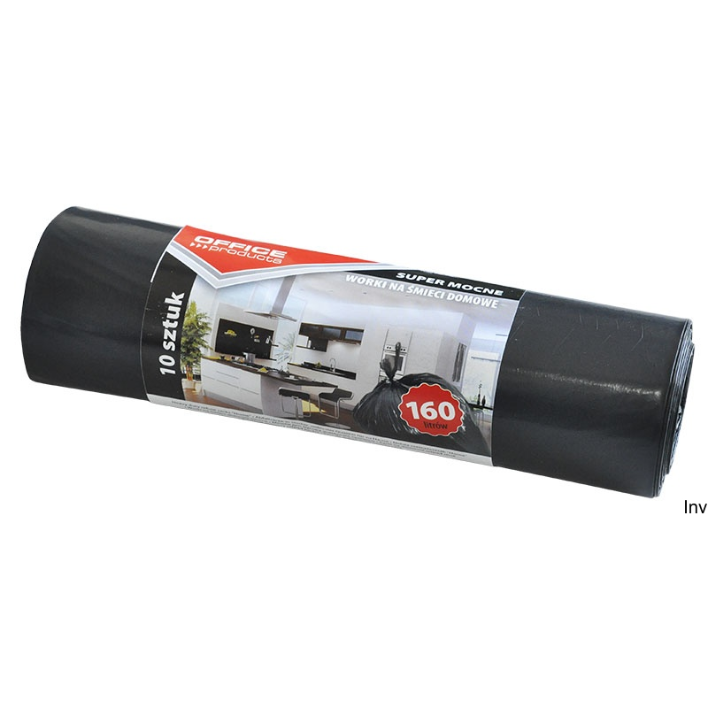 Worki na śmieci Office Product, super mocne, 160l, 10 sztuk, czarne, 90x110 cm