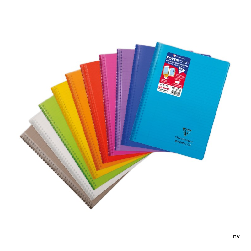 Kołonotatnik Clairefontaine Koverbook 17x22 cm, 80 kartek w linie z marginesem, mix kolorów, gramatura 90 g/m2