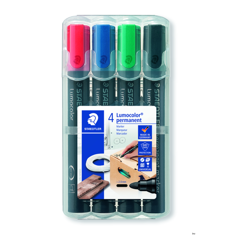 Markery permanentne Staedtler Lumocolor 352S 4 sztuki w etui okrągłe 2 mm