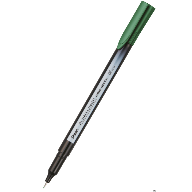 Cienkopis Pentel Pointliner Colour, zielony, tusz na bazie wody, grubość linii 0,4 mm