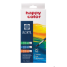 Farba akrylowa Happy Color zestaw 12 kolorów 12 ml do malowania na drewnie, papierze, szkle, metalu i tkaninach