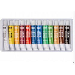Farba akrylowa Happy Color zestaw 12 kolorów 12 ml do malowania na drewnie, papierze, szkle, metalu i tkaninach
