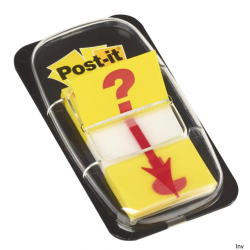 Zakładki indeksujące Post-It 3M z nadrukiem znaku zapytania, 25,4x43,2mm, żółto-czerwone, 50 sztuk