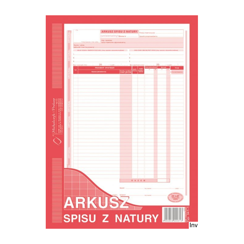 Arkusz spisu z natury A4, 48 kartek wielokopia, DOTTS