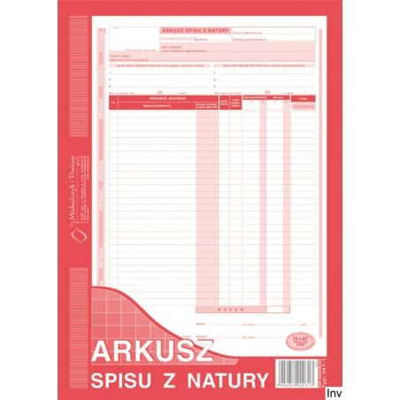 Arkusz spisu z natury A4, 48 kartek wielokopia, DOTTS