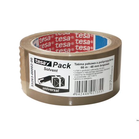 Taśma pakowa tesa 66m x 48mm brązowa kauczukowa do zamykania przesyłek