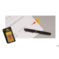 Zakładki indeksujące Post-It 3M z nadrukiem ręki i ołówka, żółto-czerwone, 25,4x43,2mm, 50 sztuk