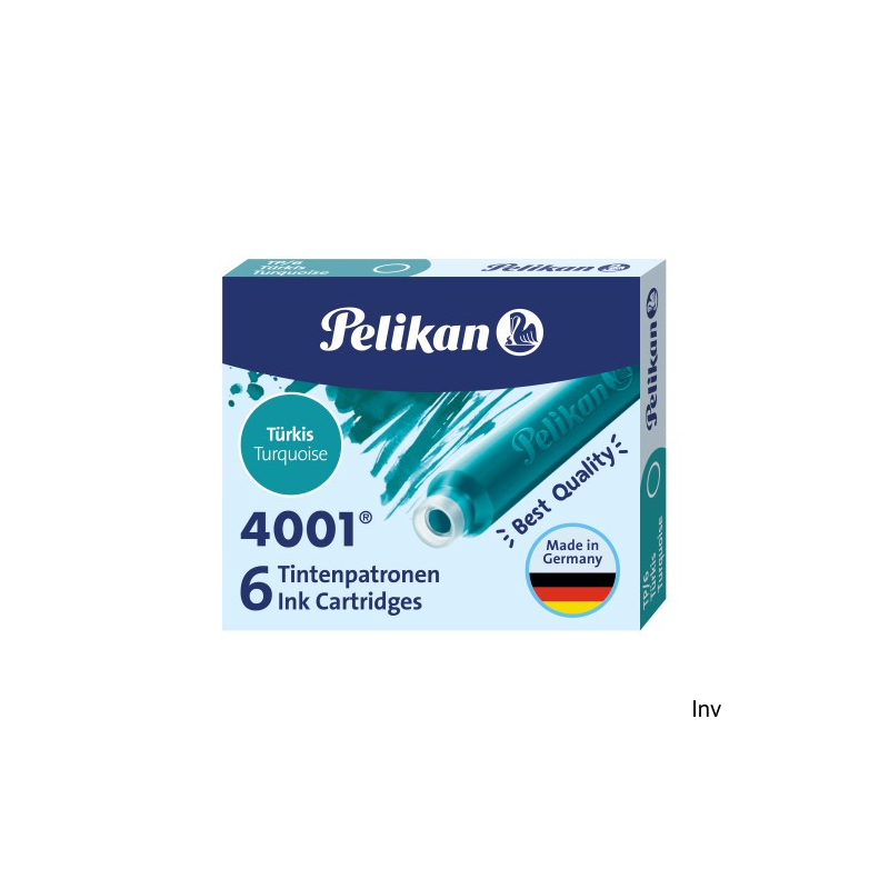 Naboje atramentowe Pelikan krótkie turkusowe TP/6, 6 sztuk