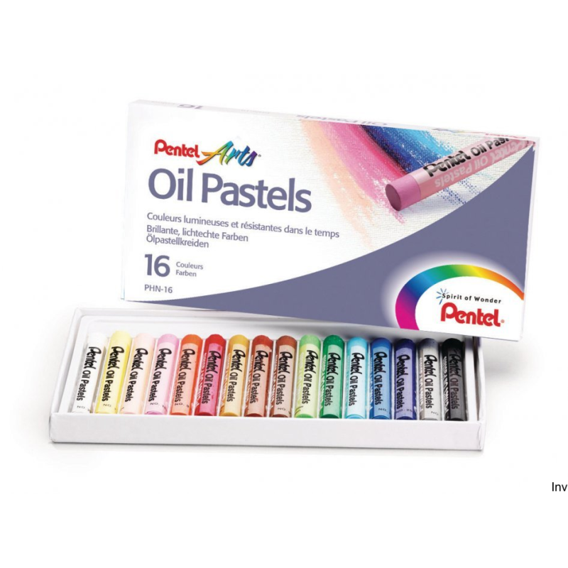 Pastele olejne 16 kolorów Pentel PHN-16 do rysowania, bezpieczne dla dzieci, do użytku na sucho i mokro