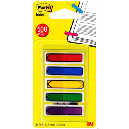 Zakładki indeksujące Post-It 3M, 12x43mm, 5x20 sztuk, mix kolorów, folia PP