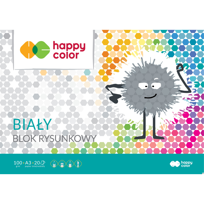 Blok rysunkowy Happy Color biały A3 20 arkuszy 100g