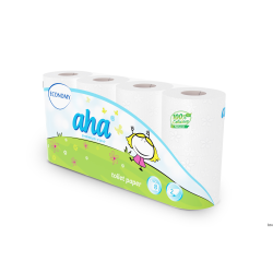 Papier toaletowy Aha Economy 2-warstwowy biały 8 rolek 100% celuloza