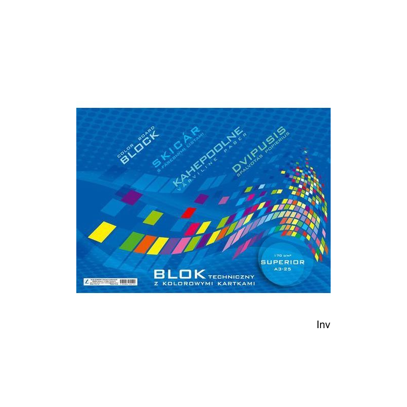 Blok techniczny A4/10 sztuk kolorowych kartek Kreska