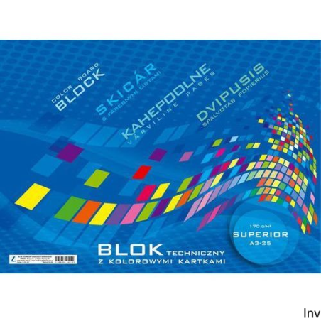 Blok techniczny A4/10 sztuk kolorowych kartek Kreska