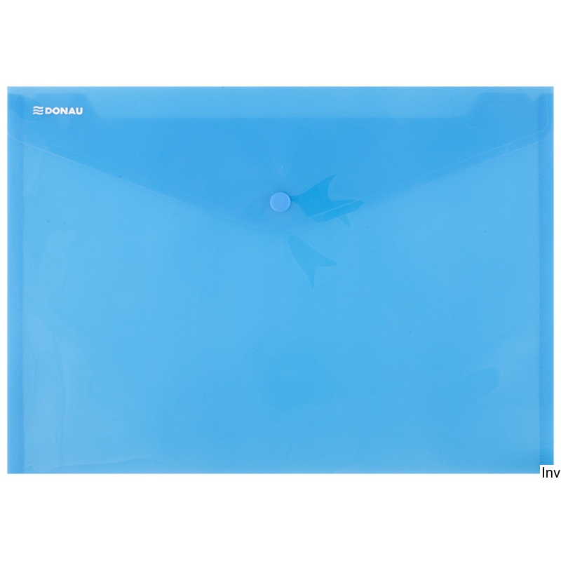 Teczka kopertowa A4 transparentna niebieska Donau 180 m z zatrzaskiem 332x236 mm