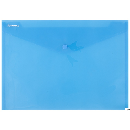 Teczka kopertowa A4 transparentna niebieska Donau 180 m z zatrzaskiem 332x236 mm
