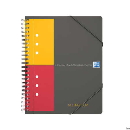 Kołonotatnik A5 80 kartek kratka Oxford Meetingbook z gumką, polipropylenowa okładka, papier Optik 80 g/m2