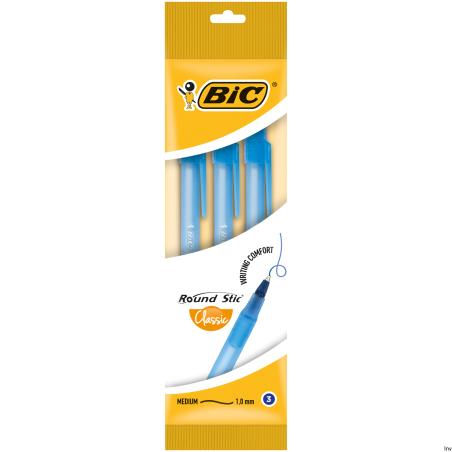Długopis BIC Round Stic Classic niebieski, 3 sztuki