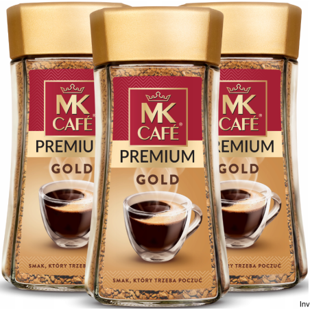Kawa rozpuszczalna MK Cafe Premium 175 g 100% Arabika z aromatem ciemnej czekolady, migdałów i pomarańczy
