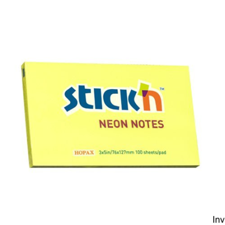 Bloczek samoprzylepny StickN 127x76 mm żółty neonowy 100 kartek