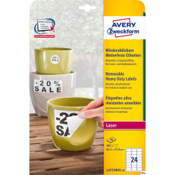 Etykiety Avery Zweckform Heavy Duty L4773REV-20 63,5x33,9 mm, poliestrowe, usuwalne, 20 arkuszy