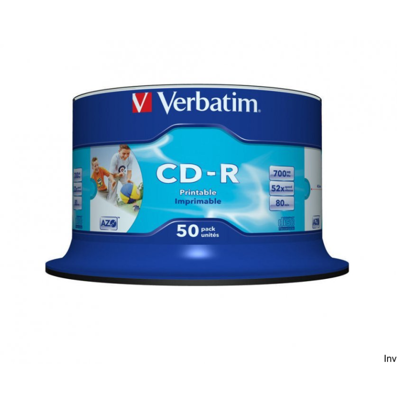 Verbatim Płyta CD-R 700MB 52x (50 sztuk) nadruk AZO Printable