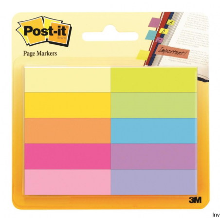 Zakładki indeksujące Post-It 12,7x44,4mm, mix kolorów, 10x50 sztuk, papier, 3M