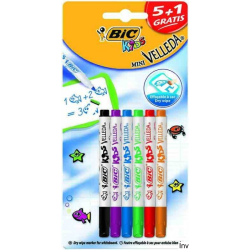 Marker suchościeralny BIC KIDS Mini Velleda, mix kolorów, opakowanie 6 sztuk