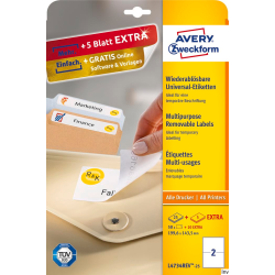 Etykiety uniwersalne Avery Zweckform L4734REV-25 199,6x143,5 mm, 25 arkuszy, usuwalne, białe