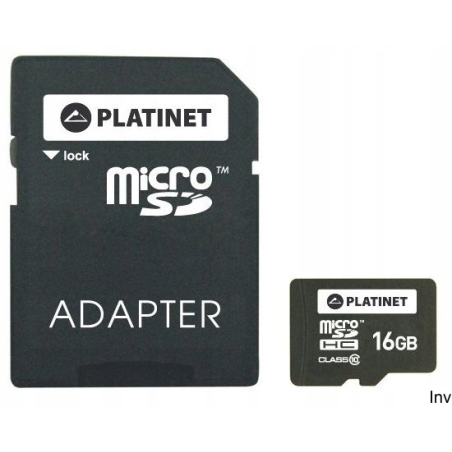 Karta pamięci Micro SDHC 16GB Class 10 z adapterem SD Platinet PMMSD1610