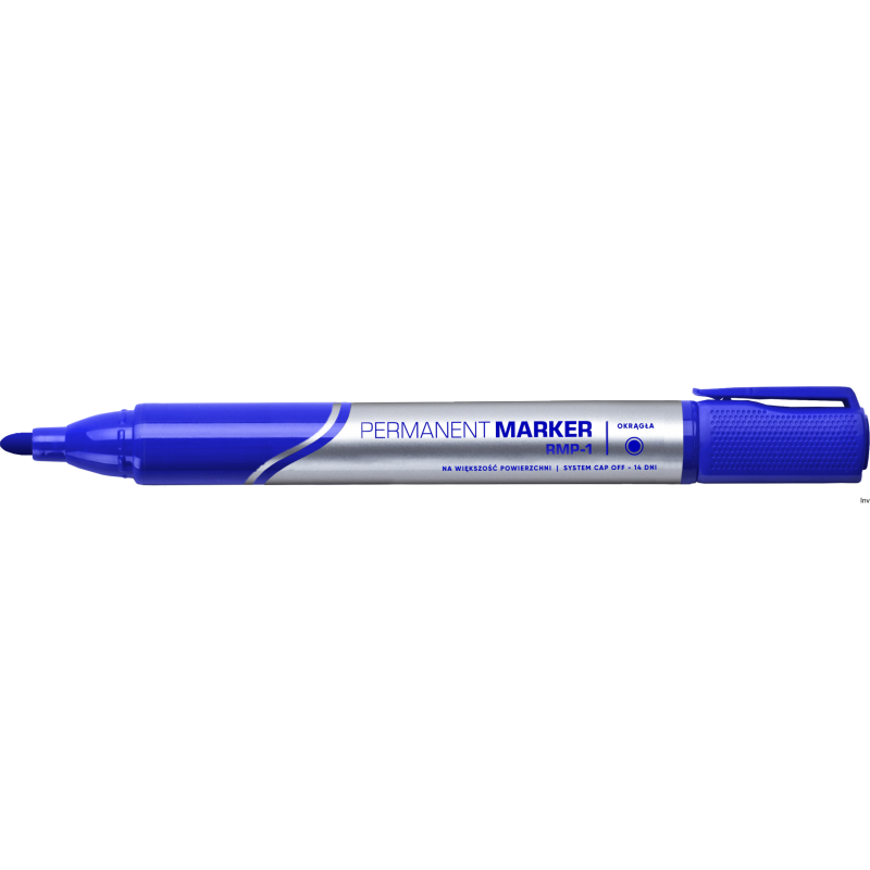 Marker permanentny Rystor RMP-1 niebieski, okrągła końcówka, do pisania po papierze, szkle, metalu i plastiku
