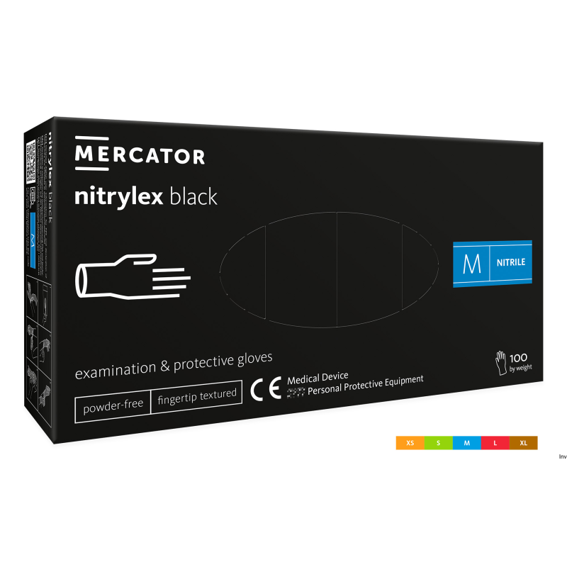Rękawice nitrylowe bezpudrowe Nitrylex Basic M, czarne, 100 sztuk, diagnostyczne, do kontaktu z żywnością