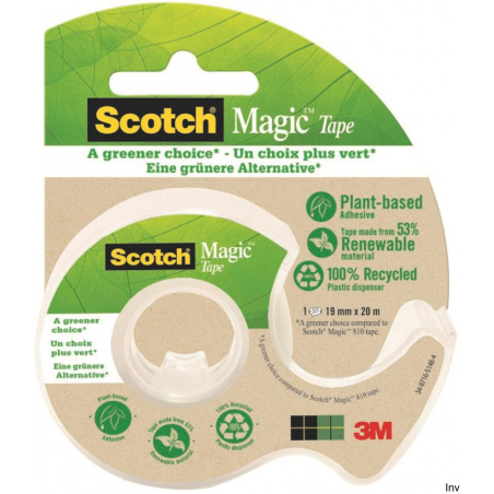Taśma biurowa ekologiczna Scotch Magic 19mm x 20m z dyspenserem, matowa, 3M