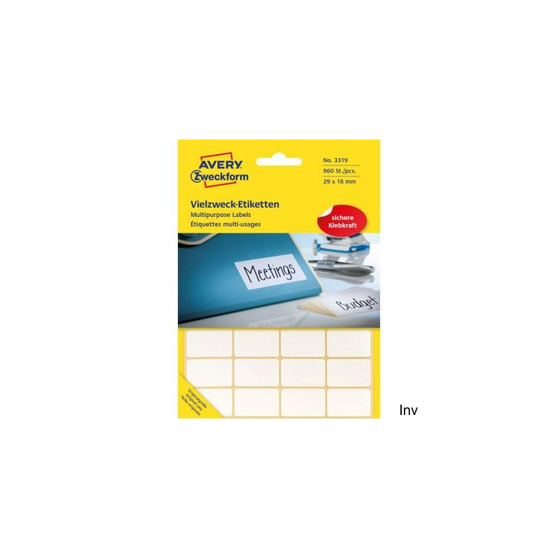 Białe minietykiety Avery Zweckform 29 x 18 mm, 960 sztuk do opisywania ręcznego