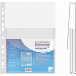 Koszulka na katalog Donau A4 transparentna z klapką 170 mic, pojemność do 27 mm, 11 dziurek, ekologiczna folia