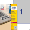 Etykiety znamionowe Avery Zweckform L6013-20 srebrne 210 x 297 mm, 20 arkuszy, poliestrowe