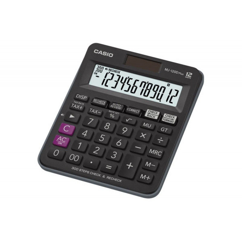Kalkulator biurowy CASIO MJ-120D PLUS, 12-cyfrowy, 126,5x148mm, czarny