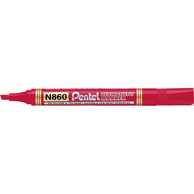 Marker permanentny PENTEL N860 czerwony ścięta końcówka 1,2-4,5 mm do wszystkich powierzchni