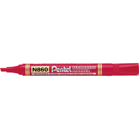 Marker permanentny PENTEL N860 czerwony ścięta końcówka 1,2-4,5 mm do wszystkich powierzchni