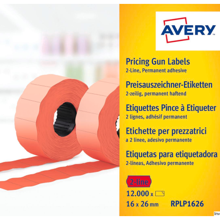 Etykiety cenowe Avery Zweckform RPLP1626 16x26 mm, czerwone, 1200 etykiet w rolce, 10 rolek