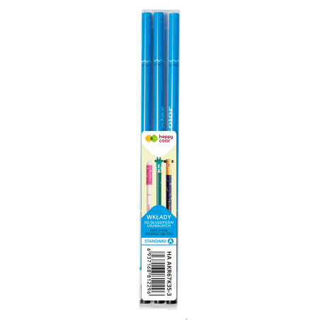 Wkłady do długopisów Happy Color, niebieskie, 0,5 mm, 3 sztuki w etui