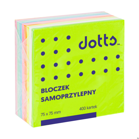 Kostka samoprzylepna Dotts 75x75 mm, 400 kartek, tęczowa