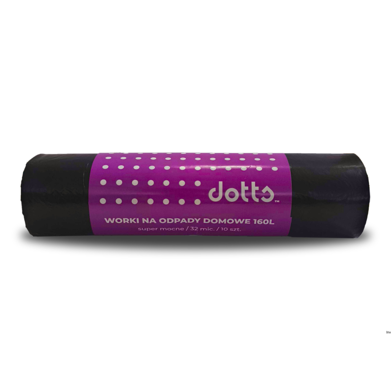 Worki na śmieci Dotts 160l 10 sztuk czarne mocne LDPE 32 mic