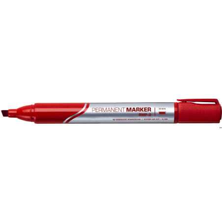 Marker permanentny Rystor RSP-0121/B ścięty czerwony 2 mm, opakowanie 10 sztuk