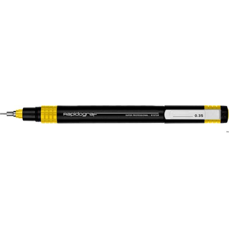Pisak kreślarski Rystor 0.35mm żółty do kalek, papieru i brystolu, wielokrotnego napełniania tuszem 20ml