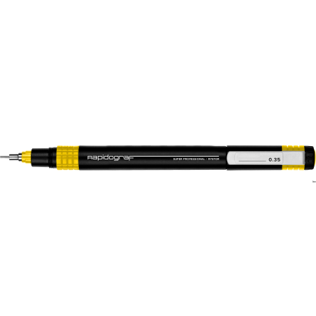 Pisak kreślarski Rystor 0.35mm żółty do kalek, papieru i brystolu, wielokrotnego napełniania tuszem 20ml