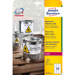 Etykiety Avery Zweckform Heavy Duty L4773-20 63,5 x 33,9 mm, białe, poliestrowe, 20 arkuszy