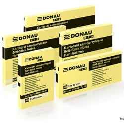 Bloczek Donau 101x76 mm, 100 sztuk, gramatura 70 gsm, jasnożółty, klej usuwalny wodą